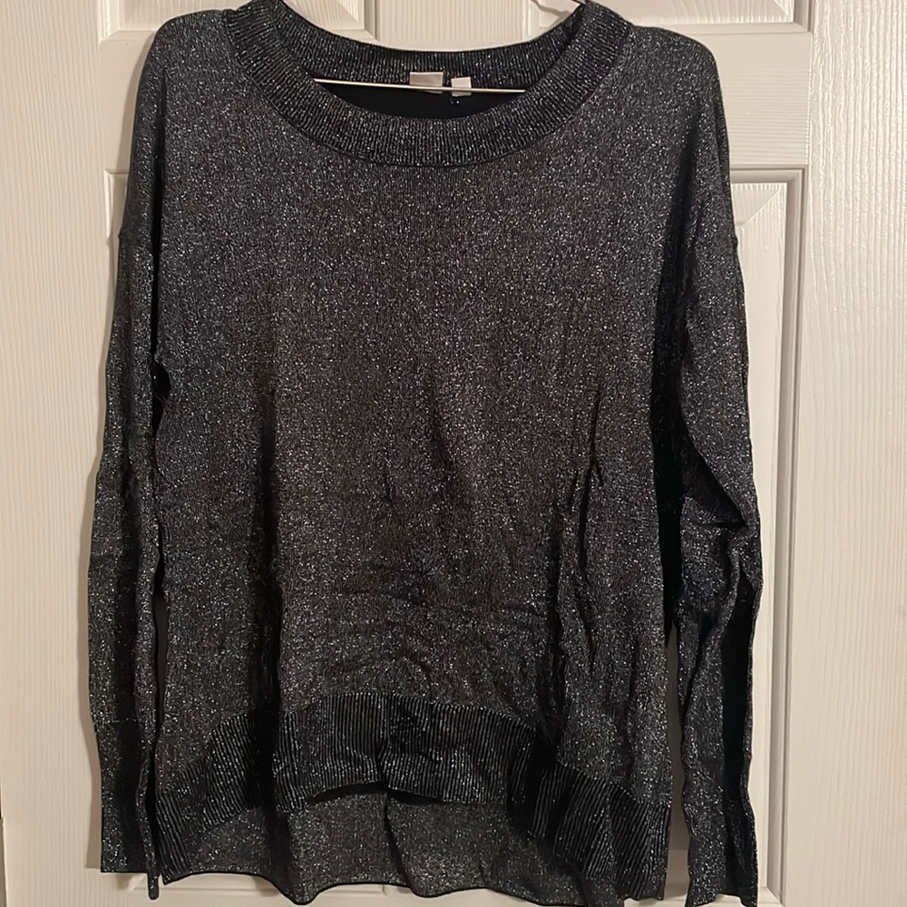GAP sparkly crewneck sweater. Straight fit, slightly slim.